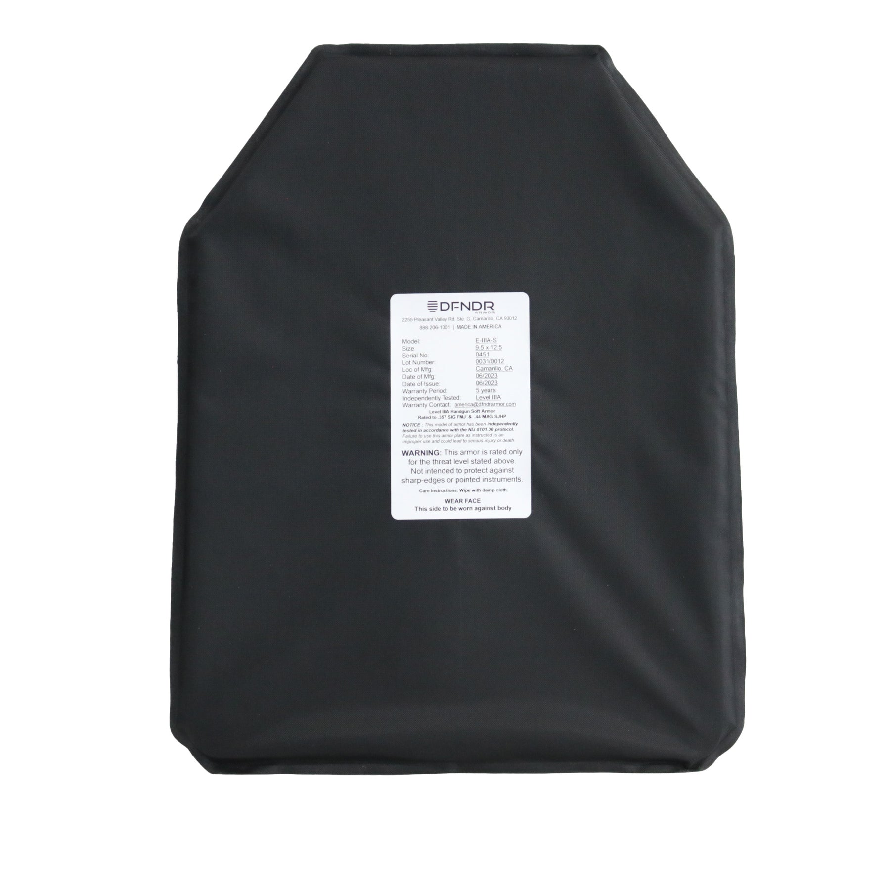 DFNDR Level IIIA Soft Armor Plate Carrier Insert – DFNDR Armor